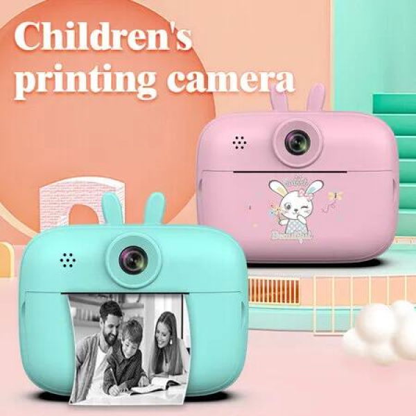 1080p Kids Instant Print Camera: 16GB Card, 1800mAh Battery, 2MP Resolution (Pink)