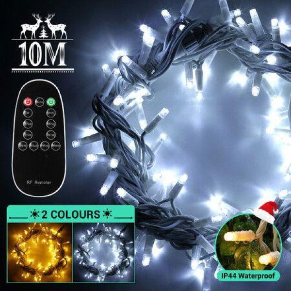 10m Christmas LED Light String Strip Rope Xmas Tree Decor Holiday Ornament Outdoor Indoor IP44 Waterproof Bio Colour