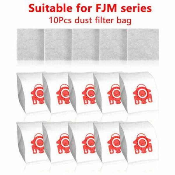 10Pack 3D Efficiency Dust Filter Bags For Miele FJMCompactC2S241-256iS290S300iS578S700S4S6 Series Canister Vacuum Cleaner Replaces Part