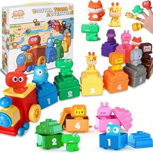 10pcs Animal Farm Train Toys For Youngsters Educational Learning Toys with Numbered Tracks for Counting,Matching Sorting STEM Play,Counting Playset