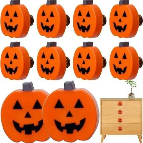 10pcs Pumpkin Drawers Knobs Set of Adorable Halloween and Christmas Decorative Cabinet Handles for a Festive Touch