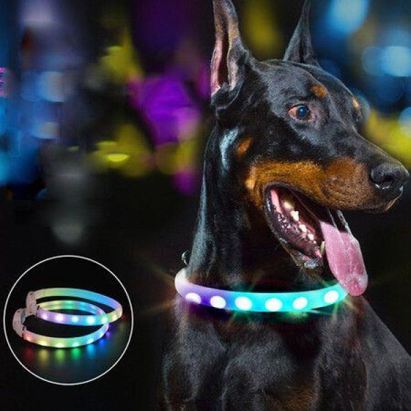 11 Colors LED USB Rechargeable Dog Collar LED Light Night Safety Glowing Collar Pet Luminous Flashing Necklace Anti-Lost Harnesses