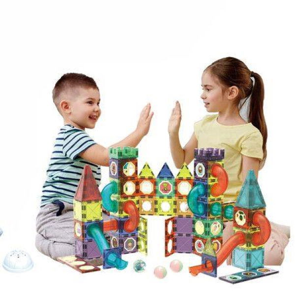 110 PCS Light Magnetic Tiles Building Blocks for Kids,3D Clear Educational STEM Building Toys,Magnetic Marble Run Blocks Toysï¼ŒChristmasï¼ŒHoliday Gift
