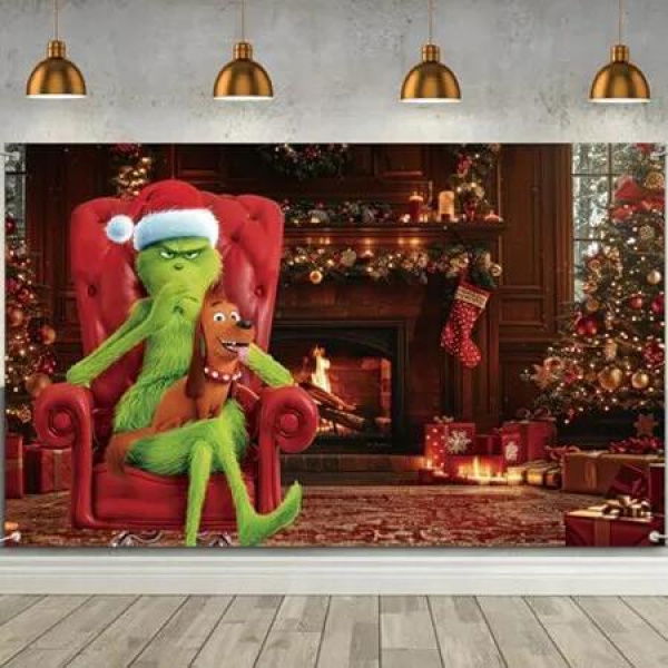 110Ã—180CM Merry Christmas Photo Booth Backdrop Green Elf Xmas Decorations Winter Holiday Party Supply Indoor Outdoor Wall Decor