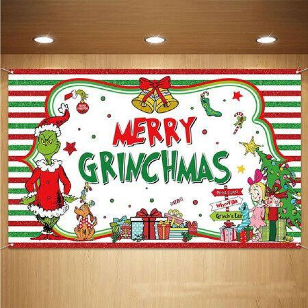 110Ã—180CM Merry Christmas Photo Booth Backdrop Green Elf Xmas Decorations Winter Holiday Party Supply Indoor Outdoor Wall Decor