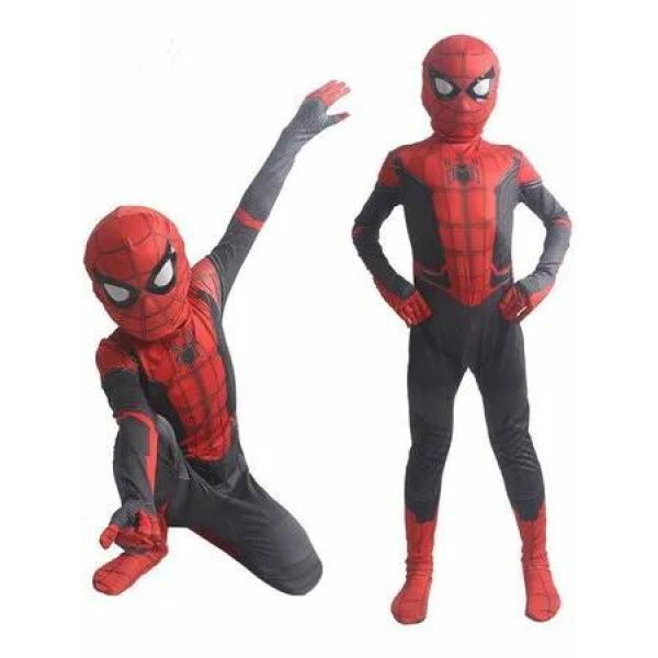 110cm Spider man Kids 3D Print Bodysuit Jumpsuit Superhero Outfits with Headwear Halloween Christmas Party Costume