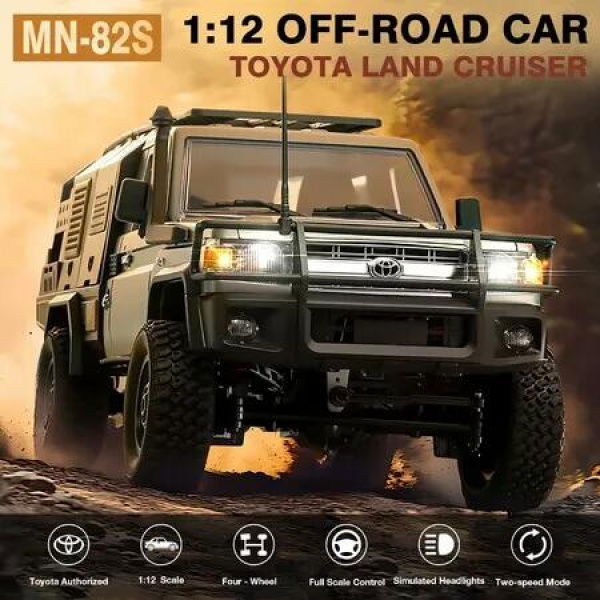 1/12 Scale RC Crawler, MN-82S LC79 RTR RC Truck 4x4 Off Road Vehicles 2.4GHz RC Rock Crawler Car with LED Lights, 7.4V 1200mAh Battery for Hobby Toys