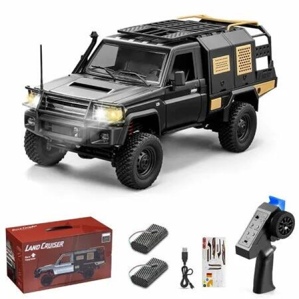 1/12 Scale RC Crawler, MN-82S Remote Control Car, 2.4GHz 4WD Off Road Rock Crawler Vehicle with Lights, DIY Land Cruiser Pickup Truck Toy for Kids Black