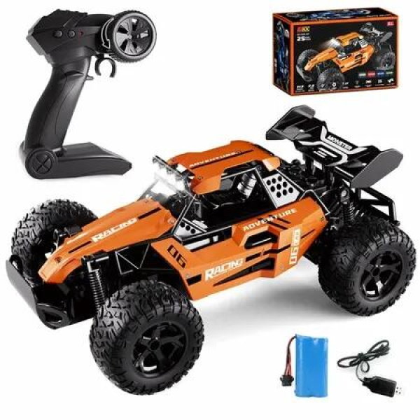 1/12 Scale Remote Control Monster Truck, 25Km/h Outdoor 2WD Off Road Hobby RC Truck With LED light, All Terrain Fast RC Car Toy for Kids Orange