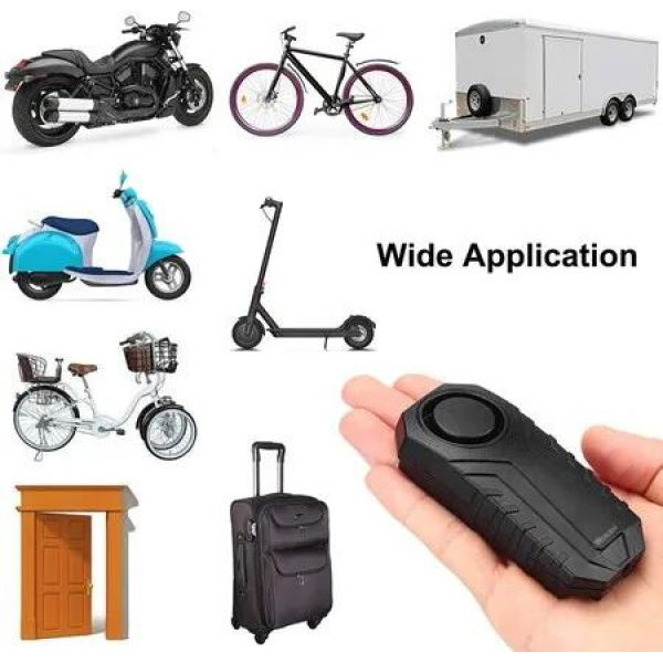 113dB Wireless Bike Alarm with Vibration Motion Sensor - Waterproof Motorcycle Alarm with Remote