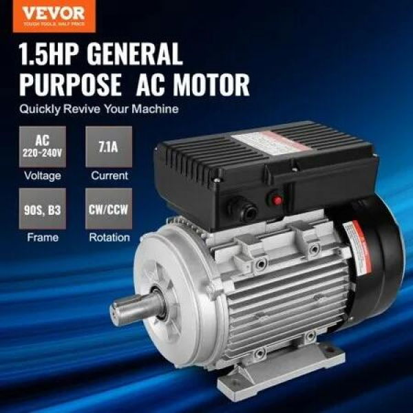 1.1KW Electric Motor 2800 rpm AC 220~240V 7.1A 90S B3 Frame Air Compressor Motor Single Phase 24mm Keyed Shaft CW/CCW Rotation