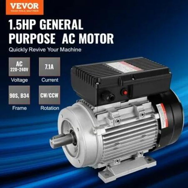 1.1KW Electric Motor 2800 rpm AC 220~240V 7.1A 90S B34 Frame Air Compressor Motor Single Phase 24mm Keyed Shaft CW/CCW Rotation