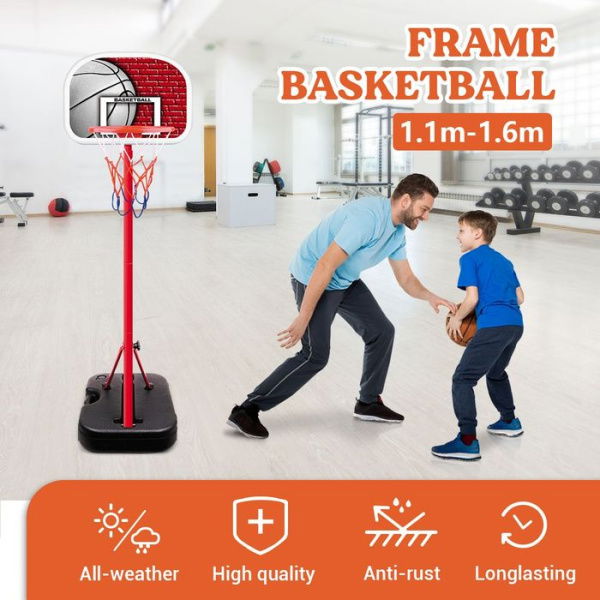 1.1m/1.6m Kids Portable Basketball Hoop Stand System With Adjustable Height
