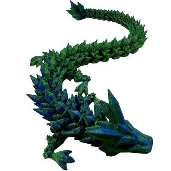 12' 3D Articulated Crystal Dragon Fidget Toy: Unique Home or Office Decor and Stress Reliever(Laser Green)