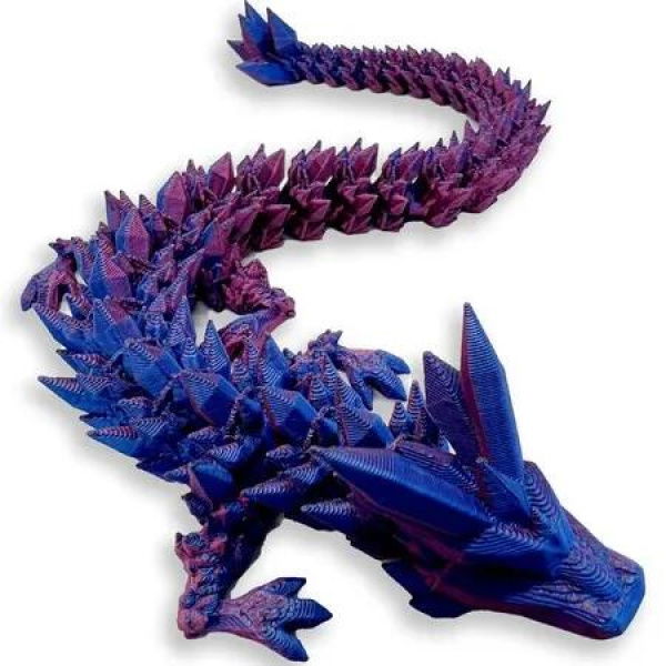 12' 3D Articulated Crystal Dragon Fidget Toy: Unique Home or Office Decor and Stress Reliever(Laser Purple)