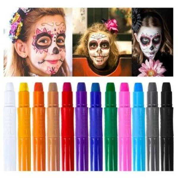 12 Colors1 Makeup Body Paint Sticks Crayons For Halloween Cosplay Costumes Parties And Festivals Halloween Christmas Kit