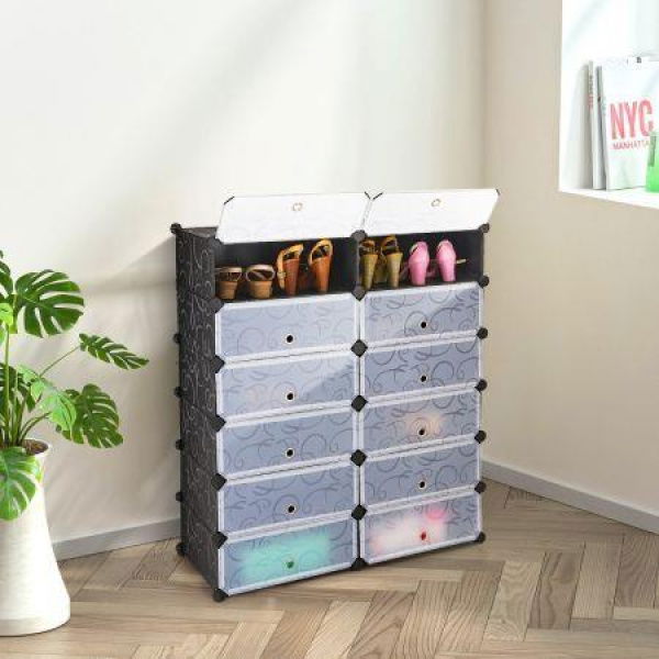 12-Cube Shoe Box Organizer With Doors For Bedroom & Living Room.