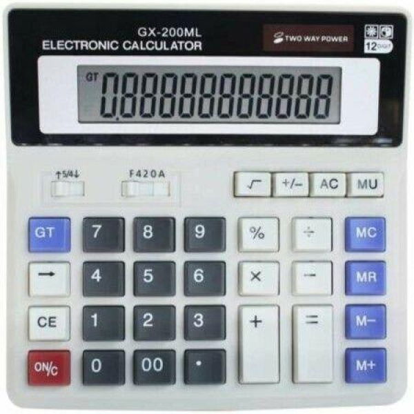 12 Digit Electronic Desktop Calculator Keyboard Keys Large Display Solar Battery Dual Power Basic Office Calculator