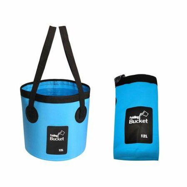 12L Collapsible Bucket With Handle Multifunctional Foldable Water Container For Camping/Hiking/Traveling/Fishing/Washing/Gardening (Blue)