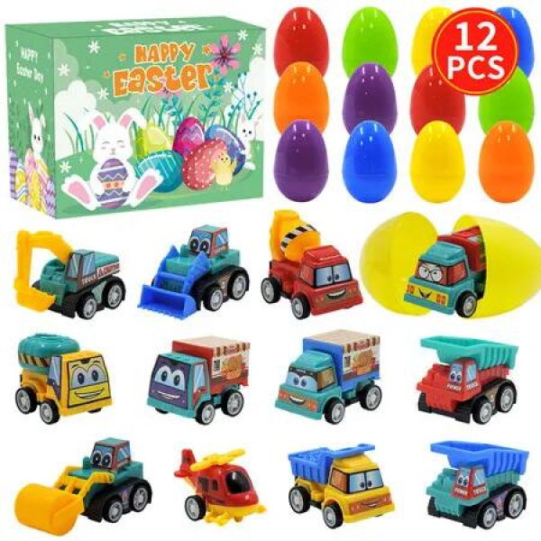 12 Pack Easter Eggs Set Filled With Toy Cars,For Easter Egg Hunts,Basket Stuffers,Easter Party Favors,Easter Party Gifts,Easter Egg Hunt