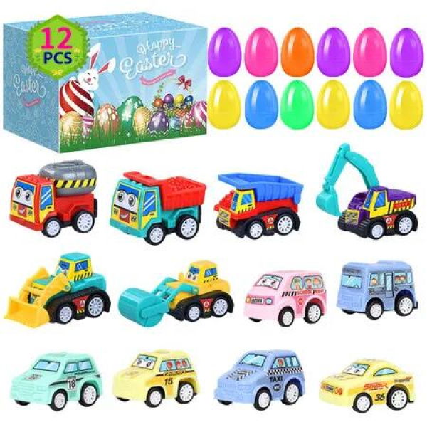 12 Pack Easter Eggs Set Filled With Toy Cars,For Easter Egg Hunts,Basket Stuffers,Easter Party Favors,Easter Party Gifts,Easter Egg Hunt