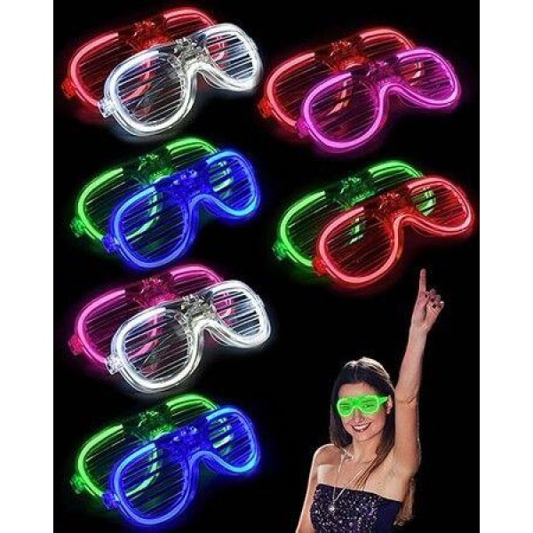 12 Pack Light Up Glasses 5 Color Glow Shutter Glasses LED Glow in the Dark Glasses 3 Modes Flashing Glow Glasses for Party