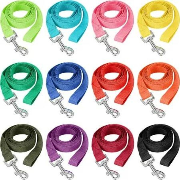 12 Pcs Nylon Puppy Training Leash Bulk 5ft Dog Leash for House Line 12 Colors Puppy Line Traction Rope for Dog Training,Play,Camping