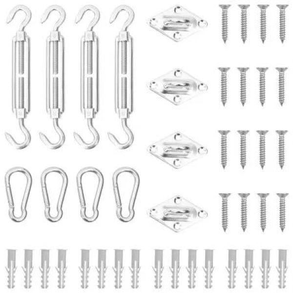 12 Piece Sunshade Sail Accessory Set Stainless Steel