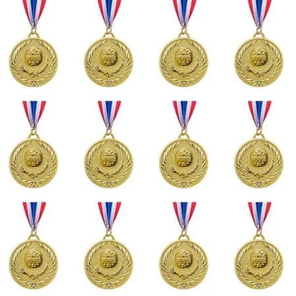 12 Pieces Gold Award Medals-Winner Medals Gold Prizes for Sports,Competitions,Party,Spelling Bees,Olympic Style,2 Inches