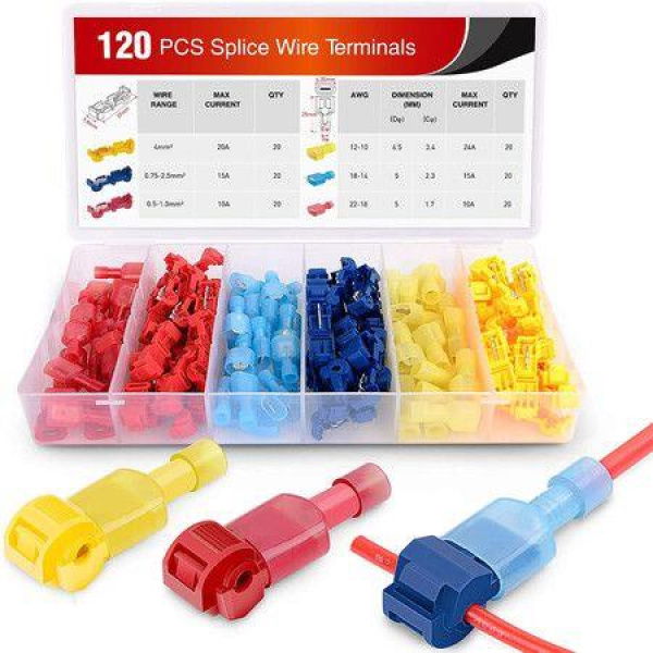 120 Pieces/60 Pairs Quick Splice Wire Terminals With Fully Nylon Insulated Male Quick Disconnect Kit.