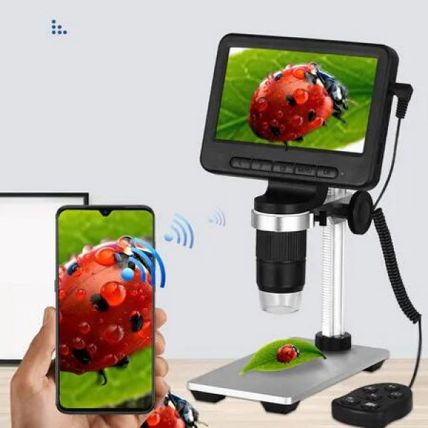 1200X Coin Microscope, 1080P Wireless LCD Digital Microscope with 8 LED Lights, PC View, Photo/Video Capture, Compatible with Windows iPhone, Android