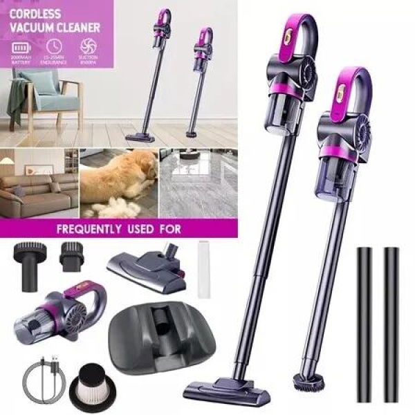 120W Handheld Cordless Vacuum Cleaner With Dust Mite Removal 8500Pa Power 260ml Dust Box For Home Hard Floor Carpet Pet Hair Color Purple