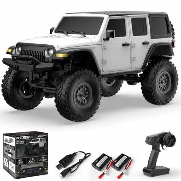 1/24 RC Truck 4x4 Off Road Crawler Climbing Vehicle All Terrain RC Monster Truck Remote Control Car with Bright Headlight for Kids Toys(White)