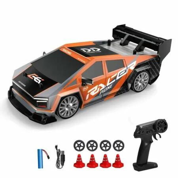 1:24 Scale RC Drift Car 4WD 2.4GHz 20KM/H High Speed Racing Sport Toy Car with LED Lights,Racing and Remote Control Color Orange