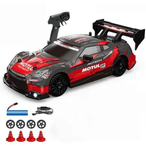 1:24 Scale RC Drift Car 4WD 2.4GHz 20KM/H High Speed Racing Sport Toy Car with LED Lights,Racing and Remote Control Color Red