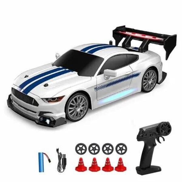 1:24 Scale RC Drift Car 4WD 2.4GHz 20KM/H High Speed Racing Sport Toy Car with LED Lights,Racing and Remote Control Color White