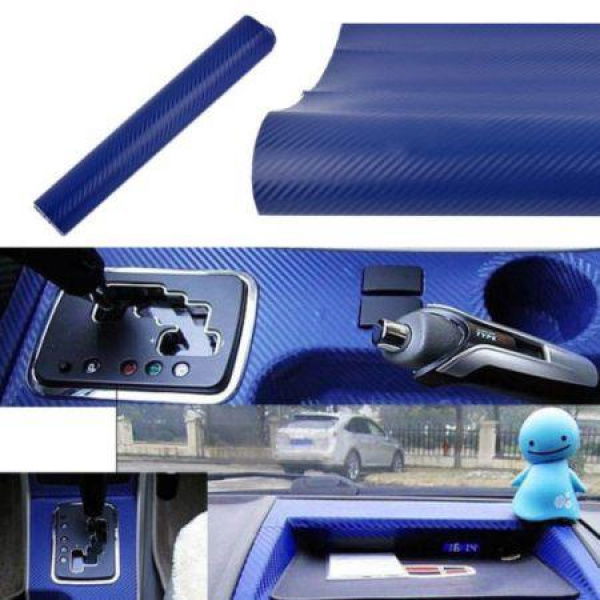 127X50cm 3D DIY Car Self Adhesive Carbon Fiber Vinyl Sticker Blue