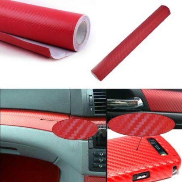127X50cm 3D DIY Car Self Adhesive Carbon Fiber Vinyl Sticker Red