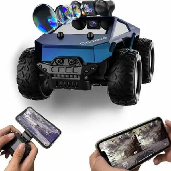 1:28 RC Monster Truck Toys with FPV Camera,2.4Ghz High Speed Off-Road Remote Control Car,Racing Vehicle with LED Lights for Boys,Dual Control Modes