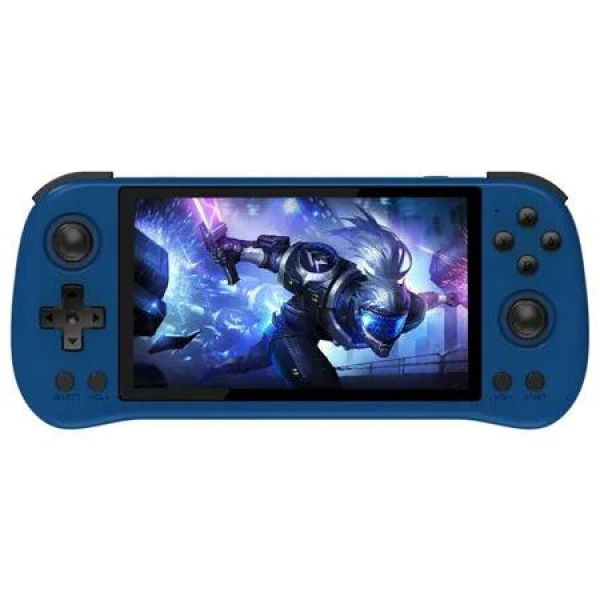 128G Handheld Game Console with 5.5 Inch IPS Screen, HDMI Output RK3566 CPU, 4000mAh Battery Retro Portable Game Console for Kids and Men Wome, X55 Blue