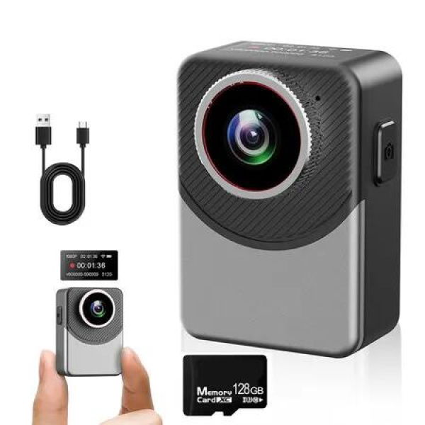 128G Mini Body Camera with Audio and Video Recording, Portable 1296P Small Body Camera with Back Clip, 8 Hour Battery Life, Wearable Cam
