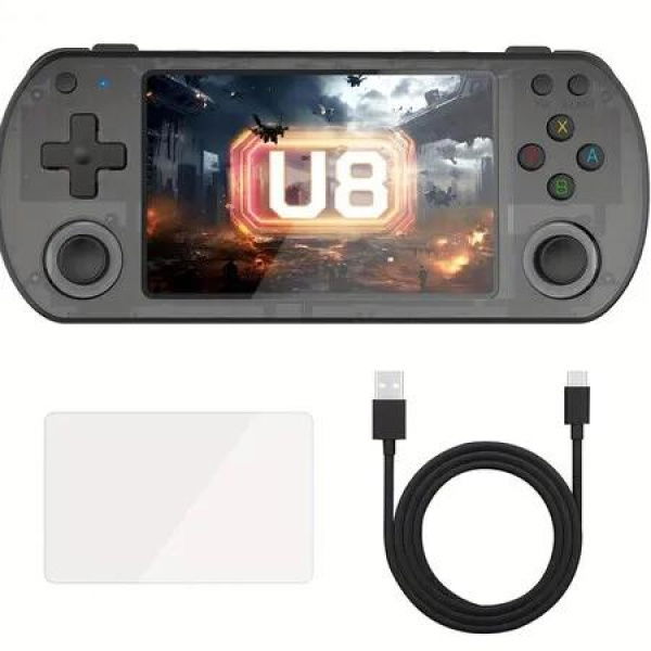 128G Retro Handheld Video Game Console 28000+ Games Linux System 4.0-inch IPS Screen Portable Pocket Video Player Game Color Black