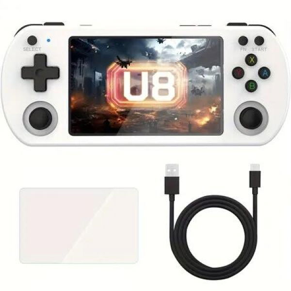 128G Retro Handheld Video Game Console 28000+ Games Linux System 4.0-inch IPS Screen Portable Pocket Video Player Game Color White