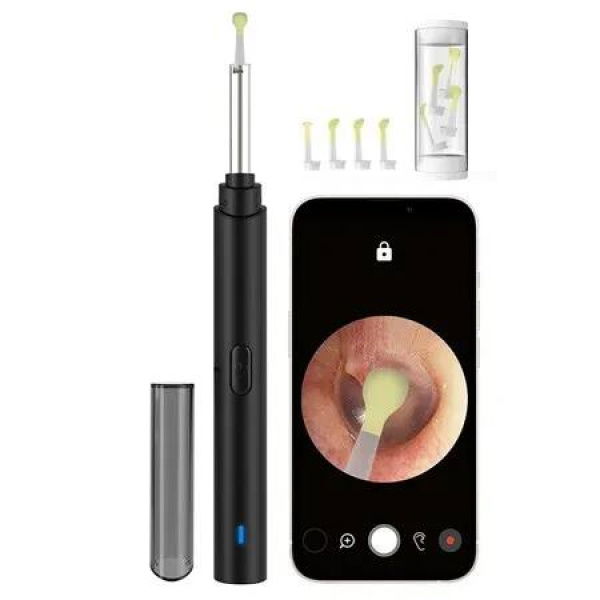 1296P Ear Wax Removal Camera with 6 LED Lights, Wireless Ear Cleaning and Built-in WiFi,Compatible with iPhone,iPad,and Android