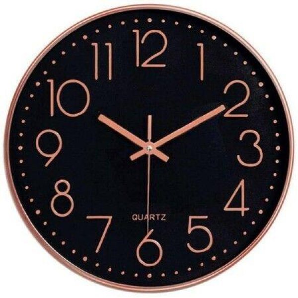 12inch Rose Gold Black Silent Wall Clock For Kitchen School Living RoomBedroomOffice