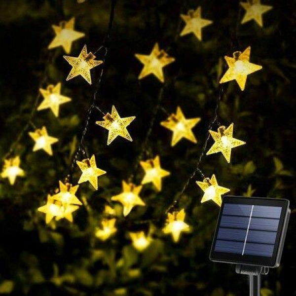 12M 100LED Star String Lights 8 Modes Solar Powered Twinkle Fairy Lights Outdoor Gardens Lawn Patio Landscape Christmas Warm White