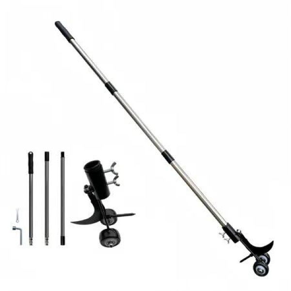 1.2m Dual Hook Weeder with Wheels Stand-Up Garden Tool Patio & Sidewalk Crack Weeder Weed Puller for Yard