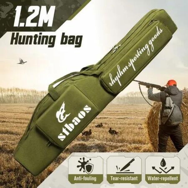 1.2m Rifle Gun Bag Shotgun Case Hunting Shooting Gear Accessories Equipment Firearm Storage Carrying Backpack with Front Pouches Hand Shoulder Straps