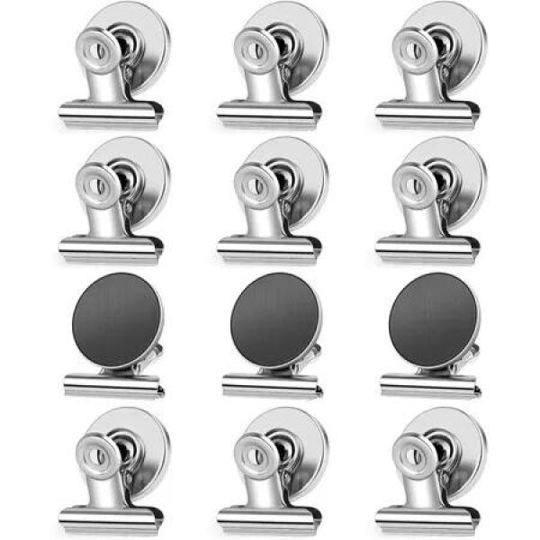 12Pack Fridge Magnets Refrigerator Magnets Magnetic Clips Heavy Duty Detailed List Display Fasteners on Home & Kitchen (Silver)