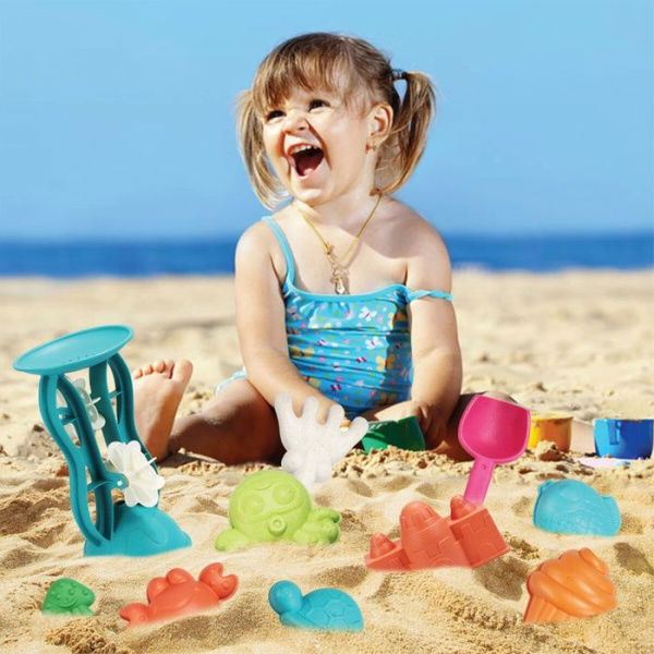 12pcs Beach Sand Toys Set With Mesh Bag Molds Summer Outdoor Beach Fun